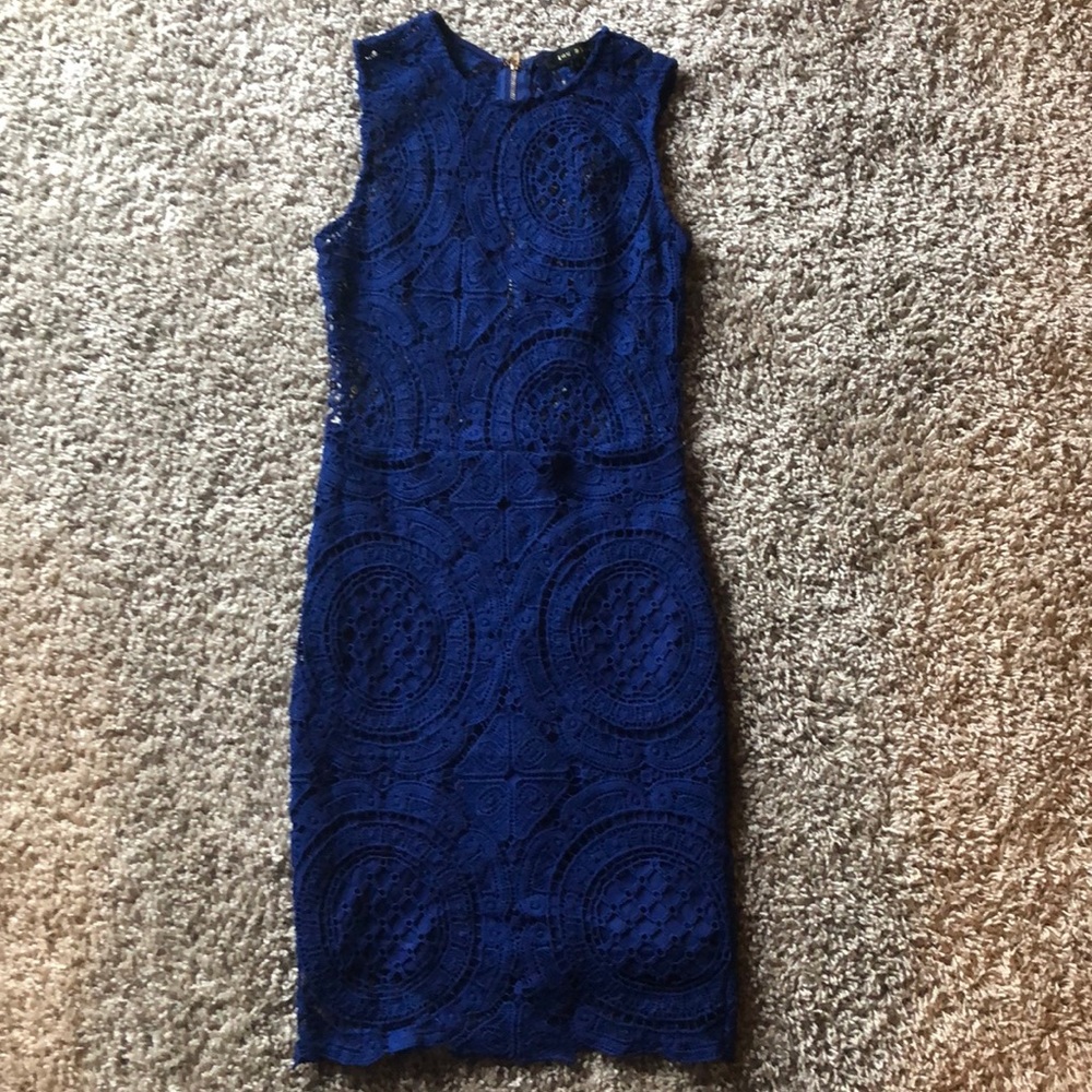 EMPRADA Blue Lace Mini Dress